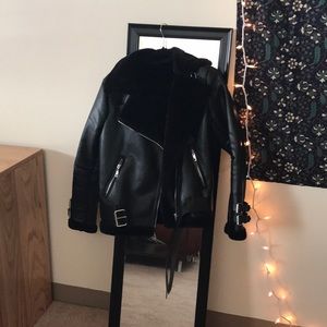 Black Faux Leather Moto Jacket